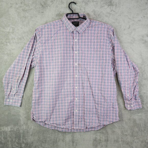 Nordstrom Other - Mens Nordstrom Tech-Smart Red Blue White Check Classic Fit Long sleeve Shirt 19